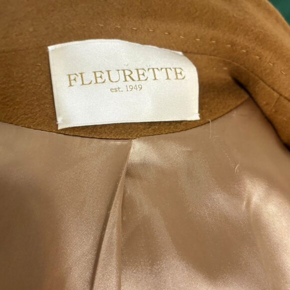 FLEURETTE Camel Stand Collar Car Coat 12 Italian Wool Women Classic Quiet Luxury - Picture 4 of 9